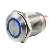 Кнопка антивандальная 12мм без фиксации OFF-(ON) LED12V IB12C-P синяя