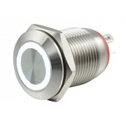 Кнопка антивандальная 12мм без фиксации OFF-(ON) LED12V IB12C-P  белая