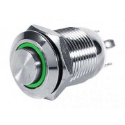 Кнопка антивандальная 12мм без фиксации OFF-(ON) LED12V IB12C-G зеленая