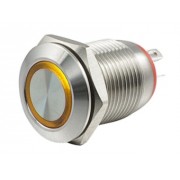 Кнопка антивандальная 12мм без фиксации OFF-(ON) LED12V IB12C-P желтая