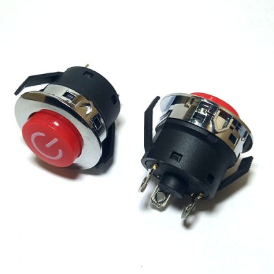 Кнопка с фиксацией PBS-3 SPST D26mm подсветка 12V