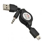 Кабель USB - Mini USB/DC3.5mm самоскручивающийся