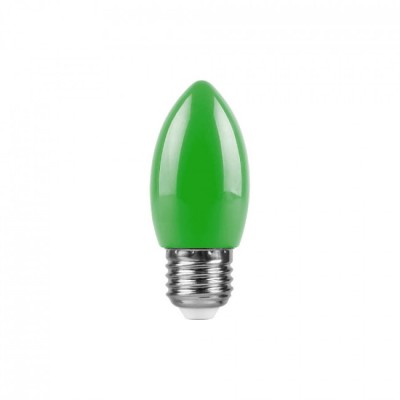 Лампа светодиодная E27 свеча зеленый 220V 1W